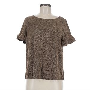 Sezane Textural Design Metallic Gold Thread Blouse Medium NWOT